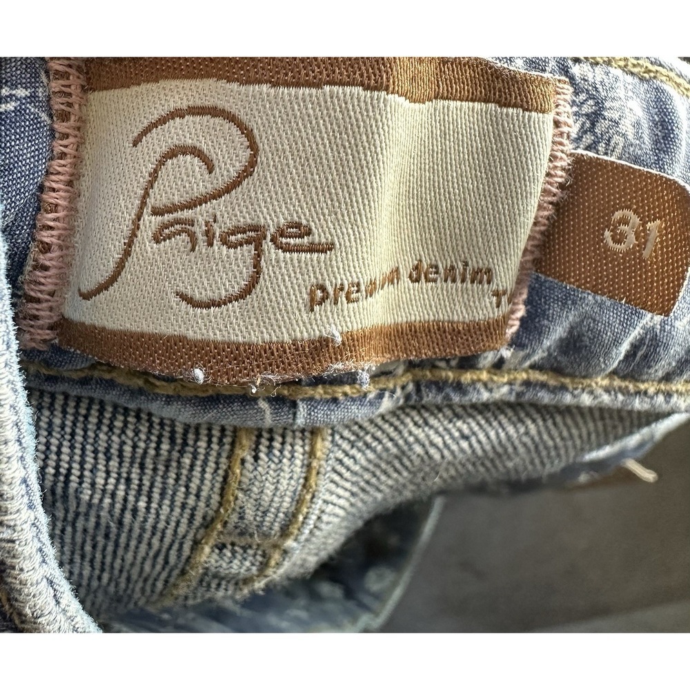 Paige Premium Denim Women's Jeans 31 Blue Straight Leg Embroidered Pockets USA - Picture 9 of 10
